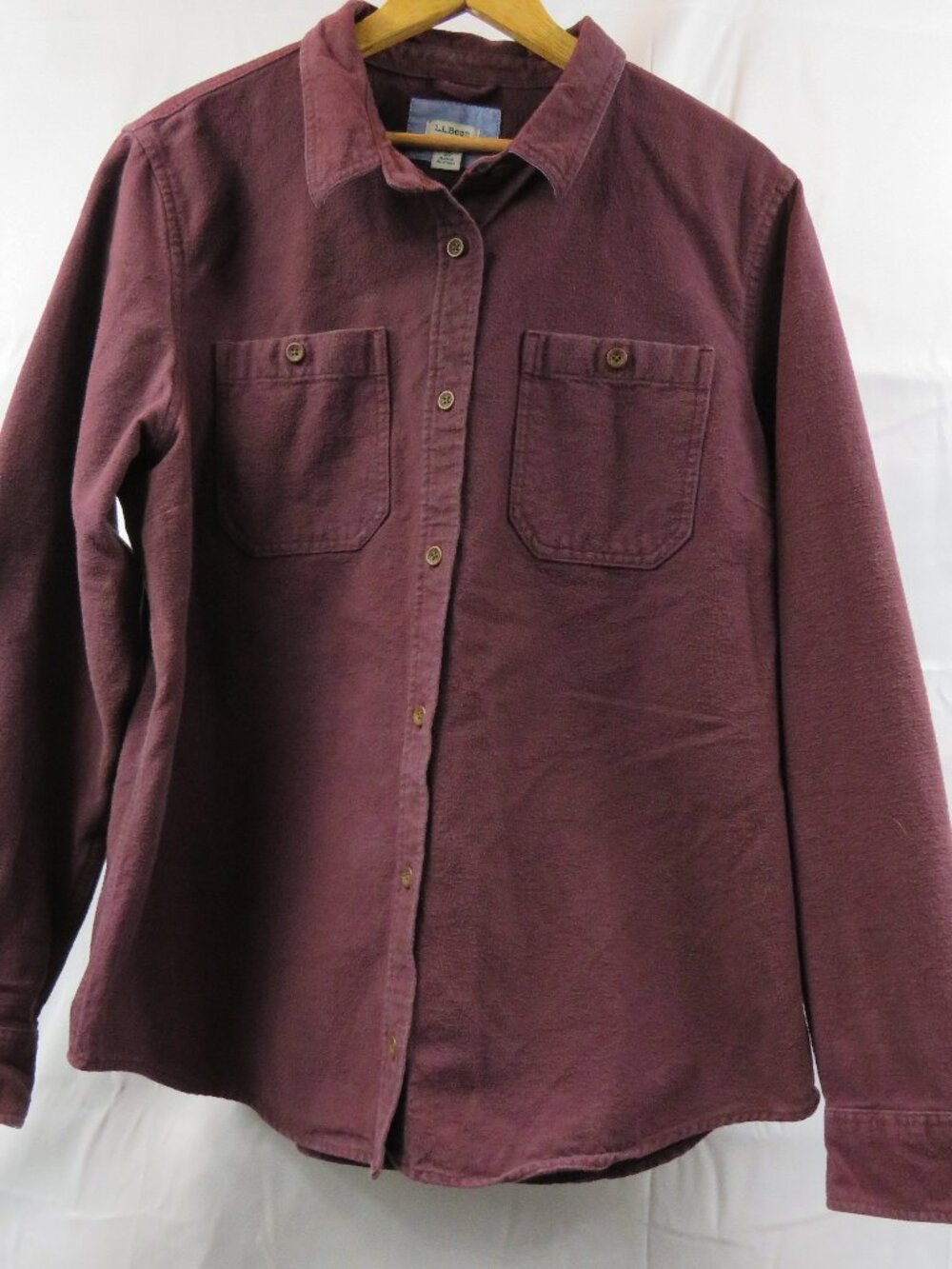 L.L. Bean Women's Button Down Flannel Jacket Burgundy 100% Cotton Size XL